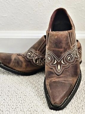Durango Leather Low Cut Embroidered Cowgirl Booties 8.5 M